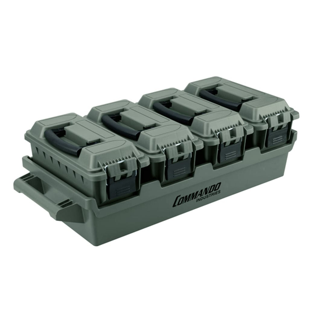 Set de 4 cajas AMMO BOX verdes de plástico, impermeables, cerrables con estación de transporte