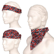 Pañuelo REBEL 3 en 1 con estampado de la bandera confederada, 100% algodón