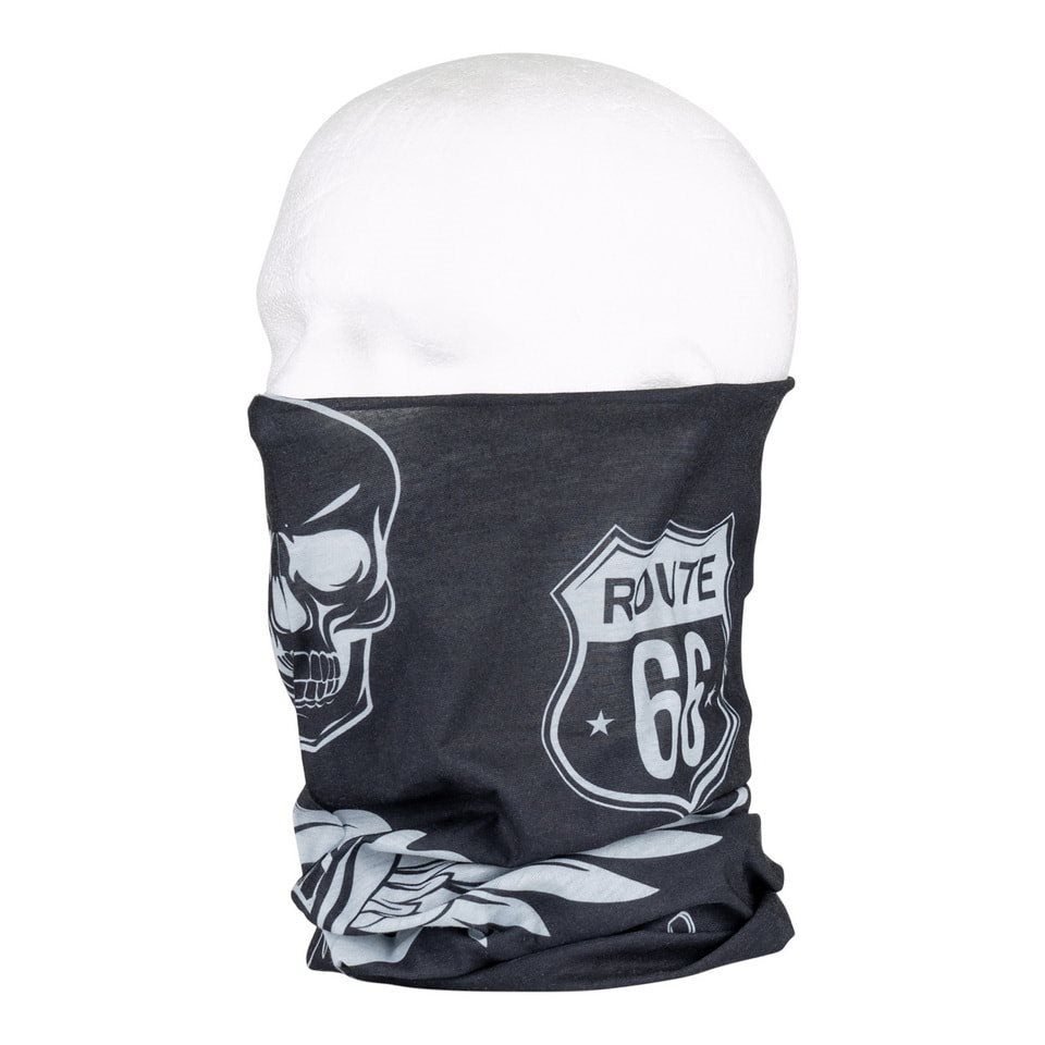 Pañuelo multifuncional BIKER CoolMax negro en forma de túnel con estampado motero
