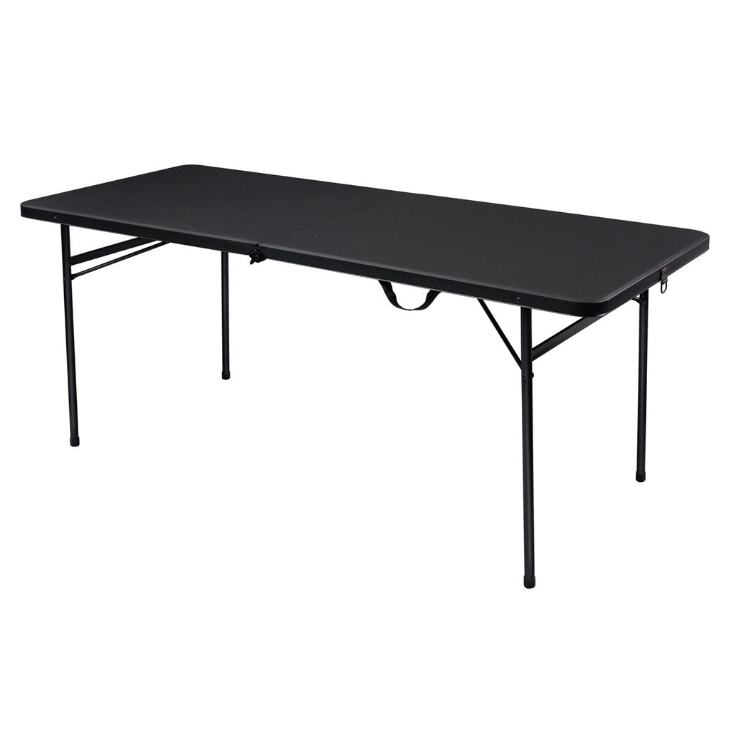Mesa de camping plegable grande con amplia superficie rectangular y estructura estable