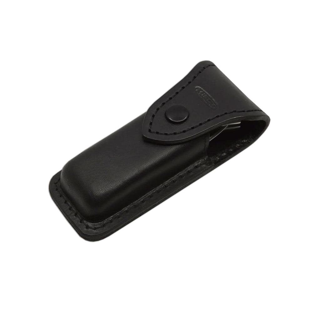 Cuchillo plegable SAVAGE HABLOCK acero 440A, asta de bufalo, hoja 80 mm, con funda de cuero