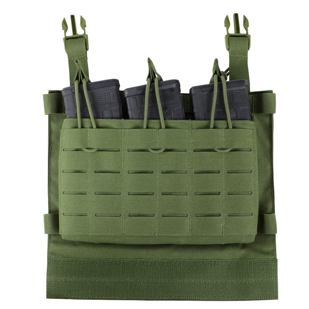 Plataforma frontal LCS VAS con bolsas cosidas en color verde para tres cargadores AR15 o AK
