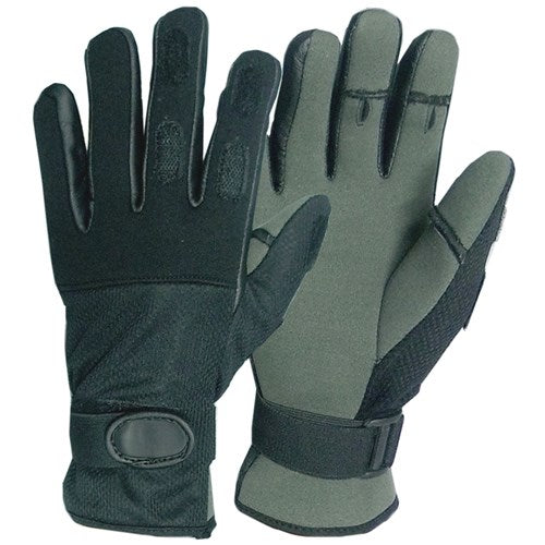 Guantes tácticos de neopreno negros para invierno con puño ajustable y dedos abatibles
