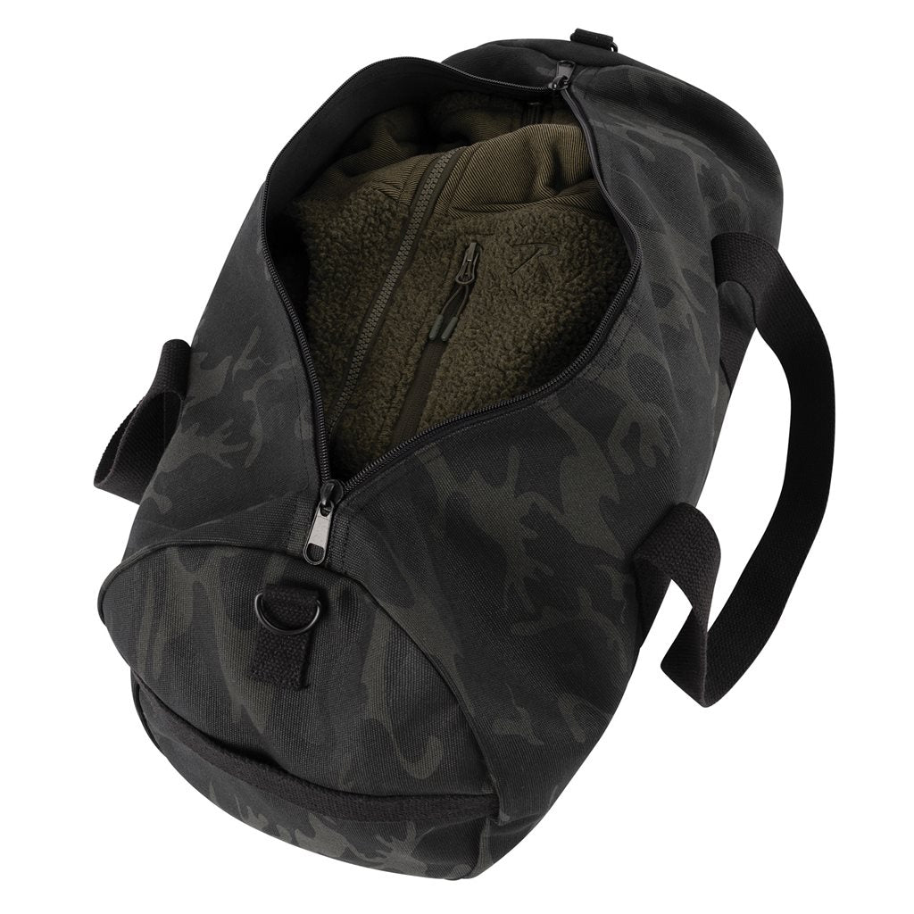 Bolso cilíndrico de algodón WOODLAND 48x23 cm con cremallera robusta y correa bandolera ajustable y desmontable