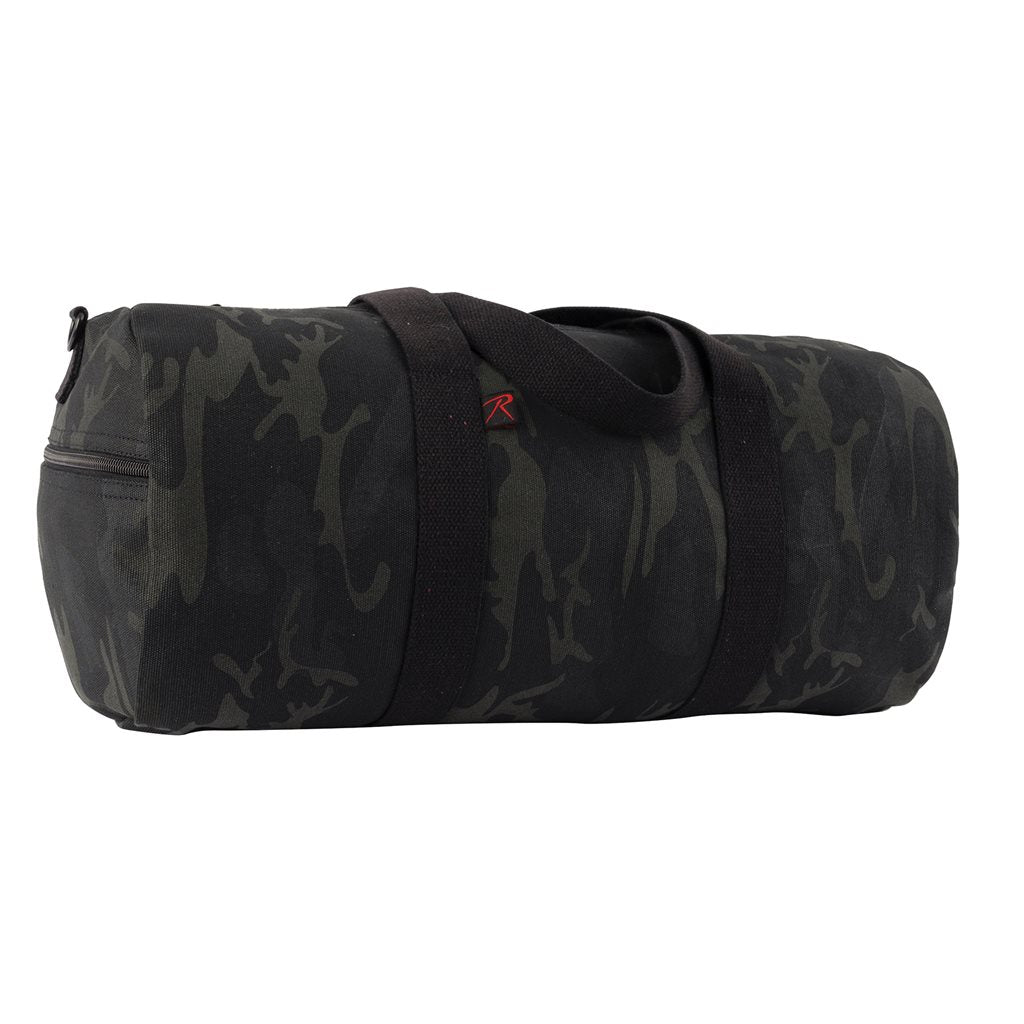 Bolsa de hombro cilíndrica de algodón WOODLAND 48 x 23 cm con cremallera y correa ajustable