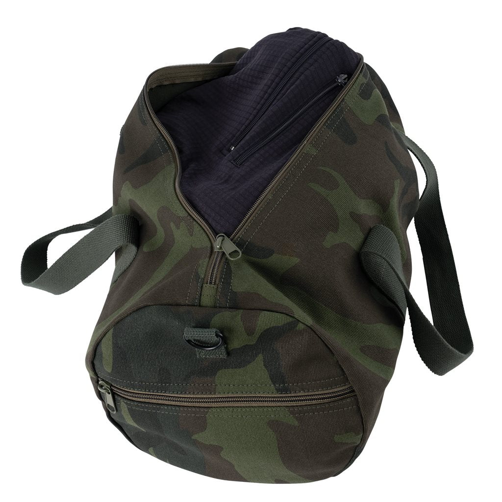 Bolso cilíndrico de algodón WOODLAND 48x23 cm con cremallera robusta y correa bandolera ajustable y desmontable