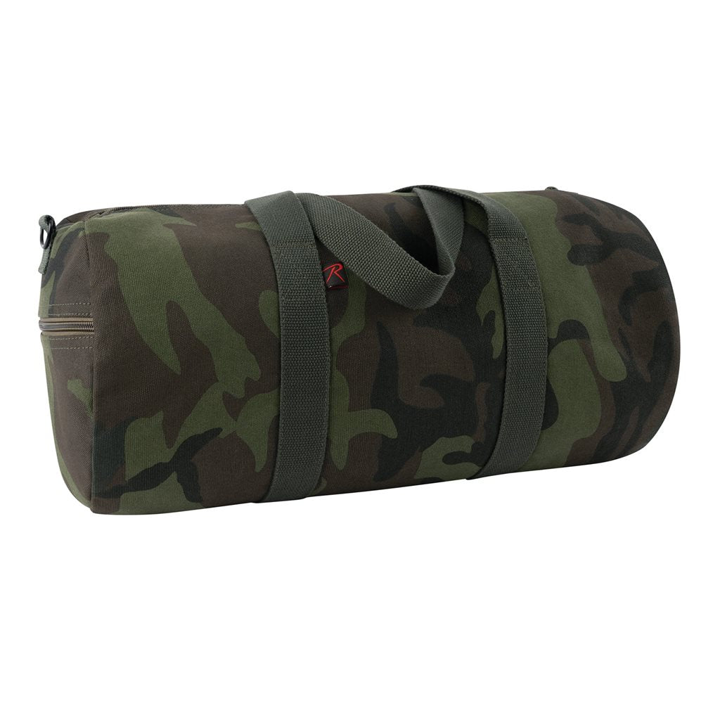 Bolsa de hombro cilíndrica de algodón WOODLAND 48 x 23 cm con cremallera y correa ajustable