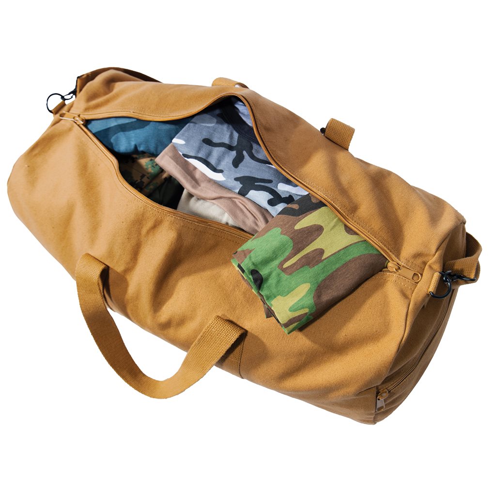 Bolsa bandolera cilíndrica gris 60x30 cm, algodón resistente, cierre de cremallera y correa ajustable