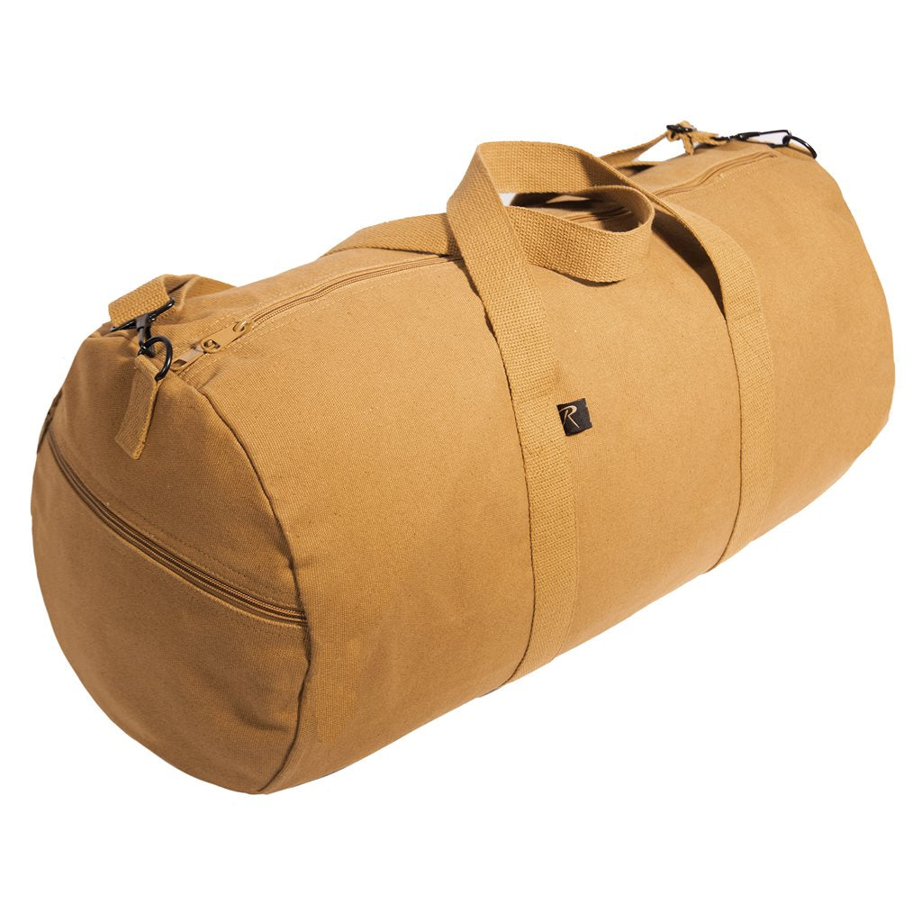 Bolsa bandolera cilíndrica gris 60 x 30 cm de algodón resistente con cierre de cremallera