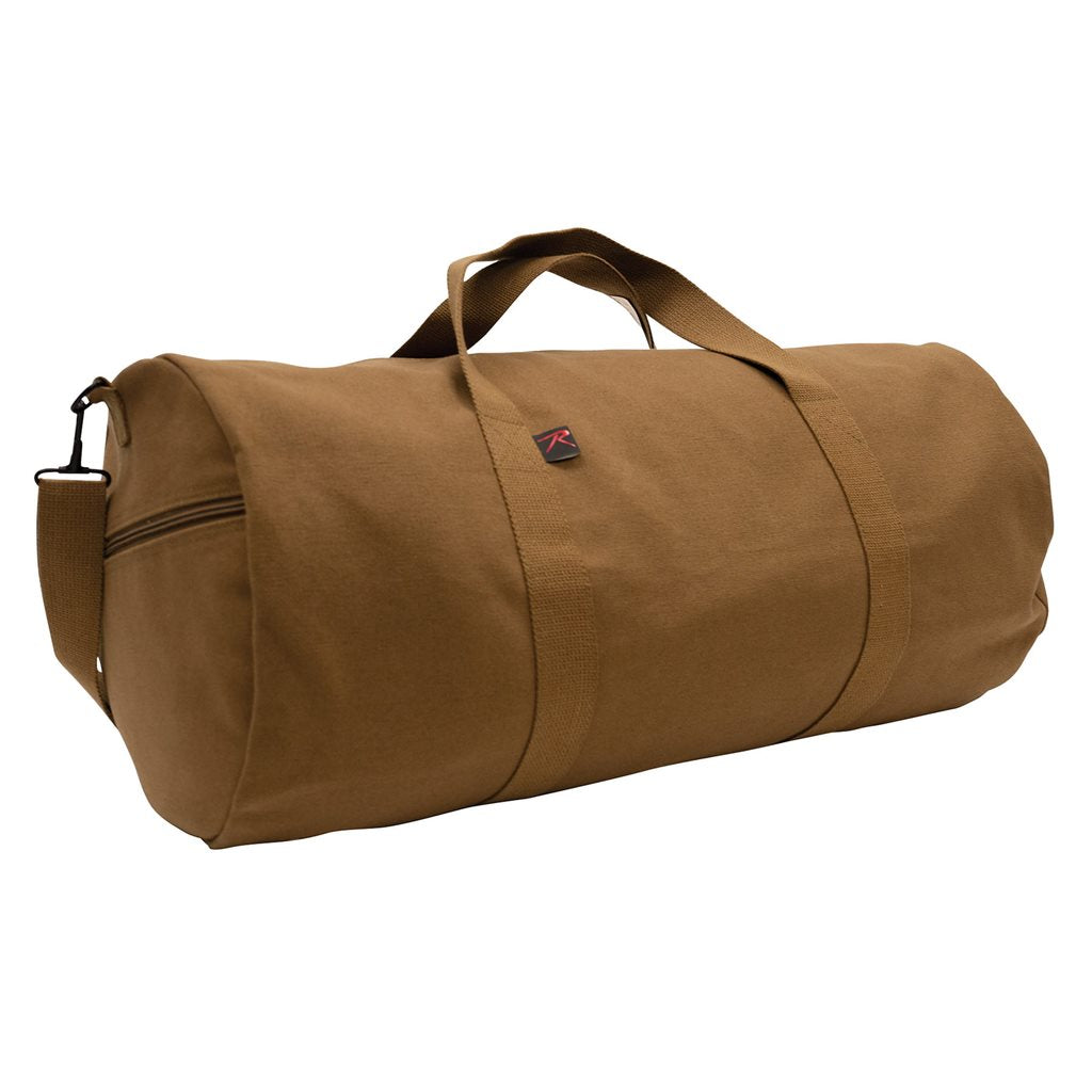 Bolsa bandolera cilíndrica gris 60x30 cm, algodón resistente, cierre de cremallera y correa ajustable