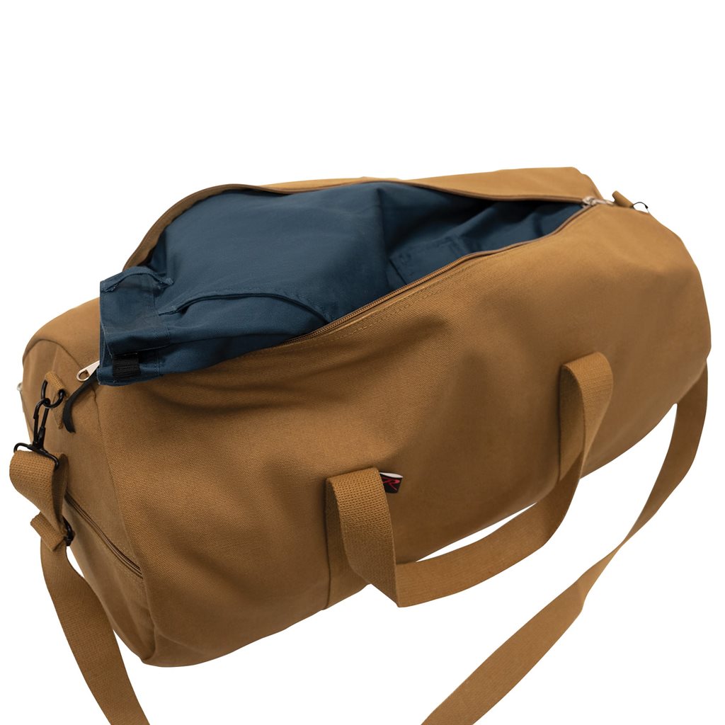 Bolsa bandolera cilíndrica gris 60x30 cm, algodón resistente, cierre de cremallera y correa ajustable