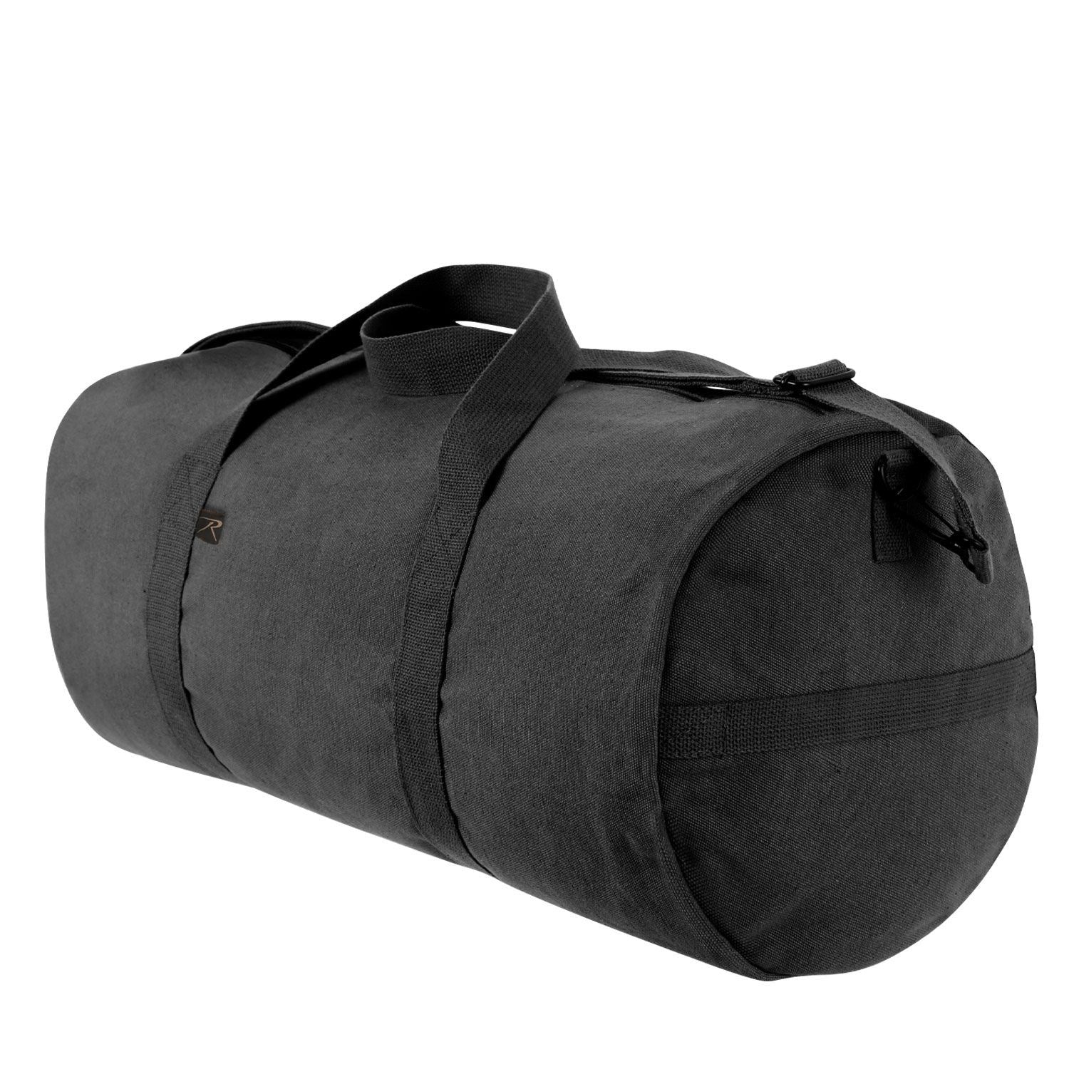 Bolsa bandolera cilíndrica gris 60x30 cm, algodón resistente, cierre de cremallera y correa ajustable