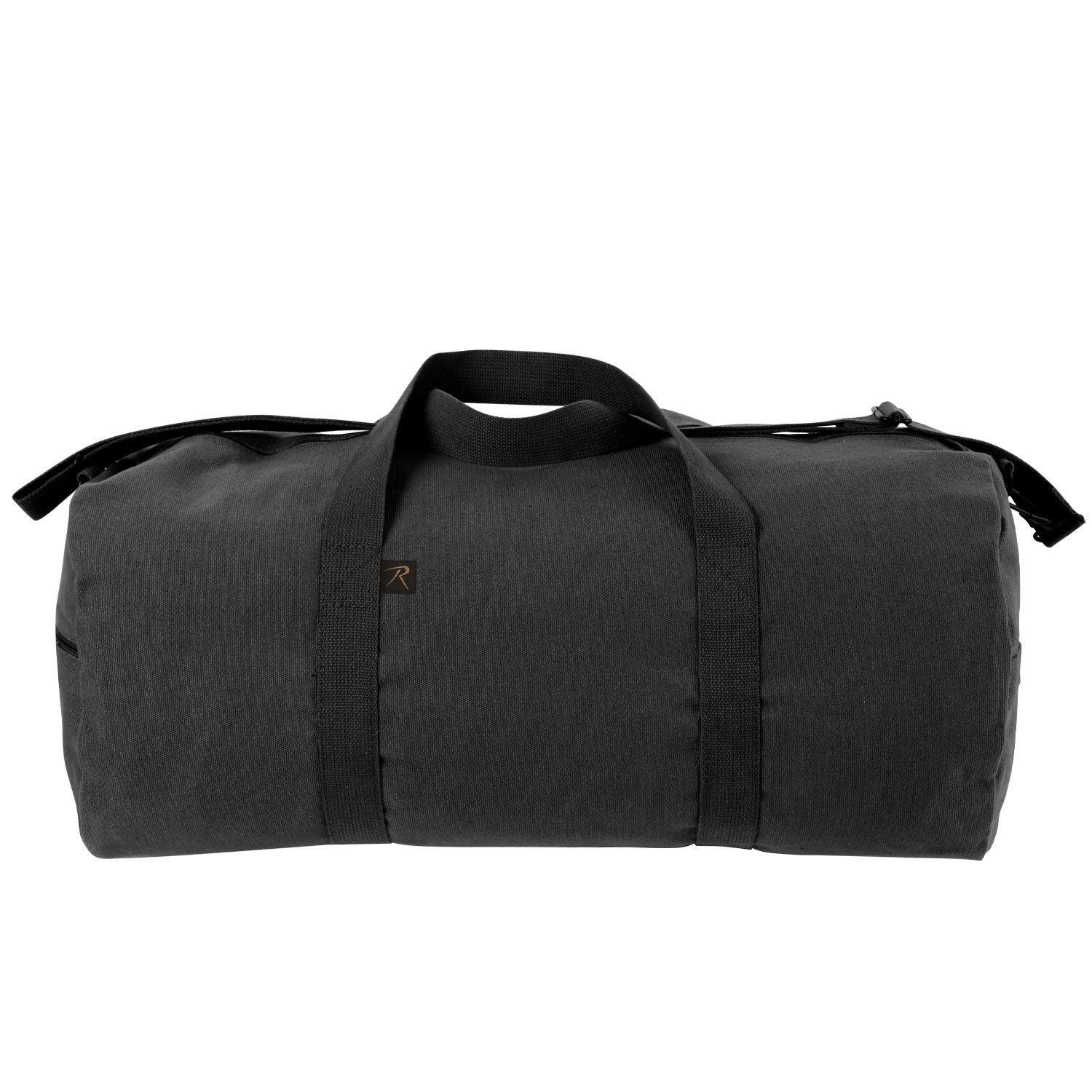 Bolsa bandolera cilíndrica gris 60x30 cm, algodón resistente, cierre de cremallera y correa ajustable