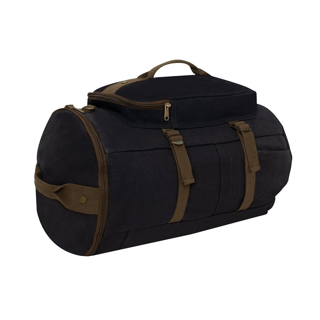 Bolsa convertible 19" de lona, vista frontal con asas y correas