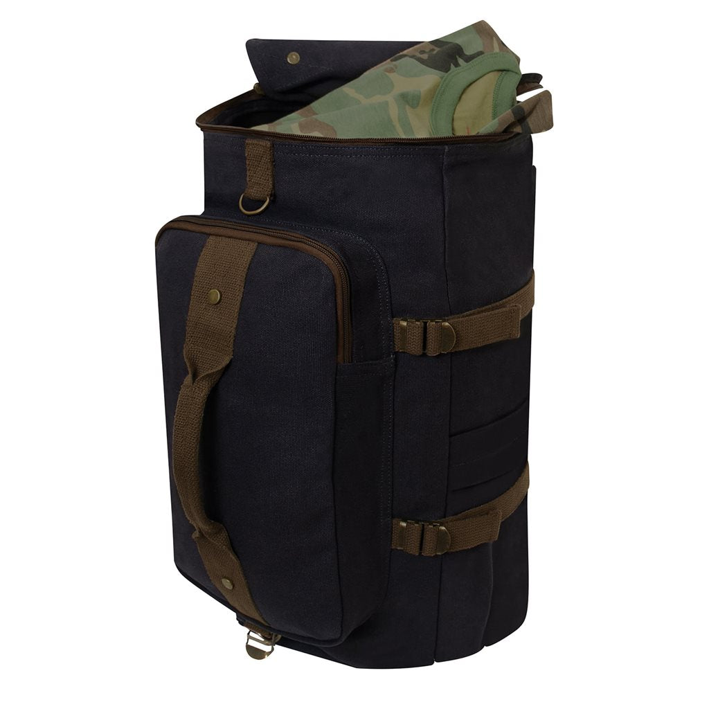 Bolsa convertible 19" de lona, vista frontal con asas y correas