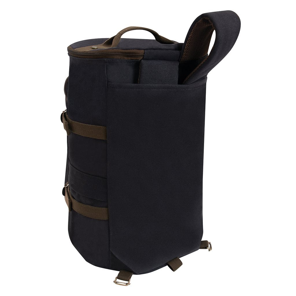 Bolsa convertible 19" de lona, vista frontal con asas y correas