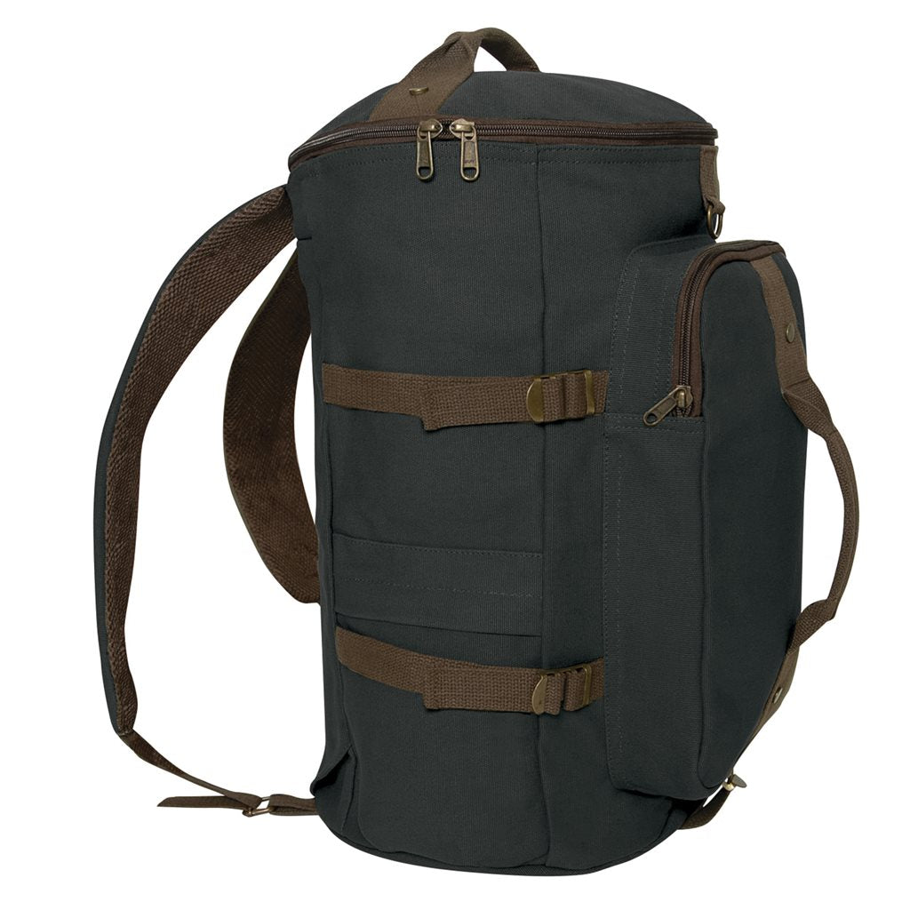 Bolsa convertible 19" de lona, vista frontal con asas y correas