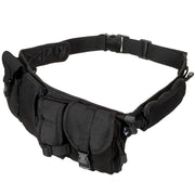 Cinturón negro con fundas y bolsillos