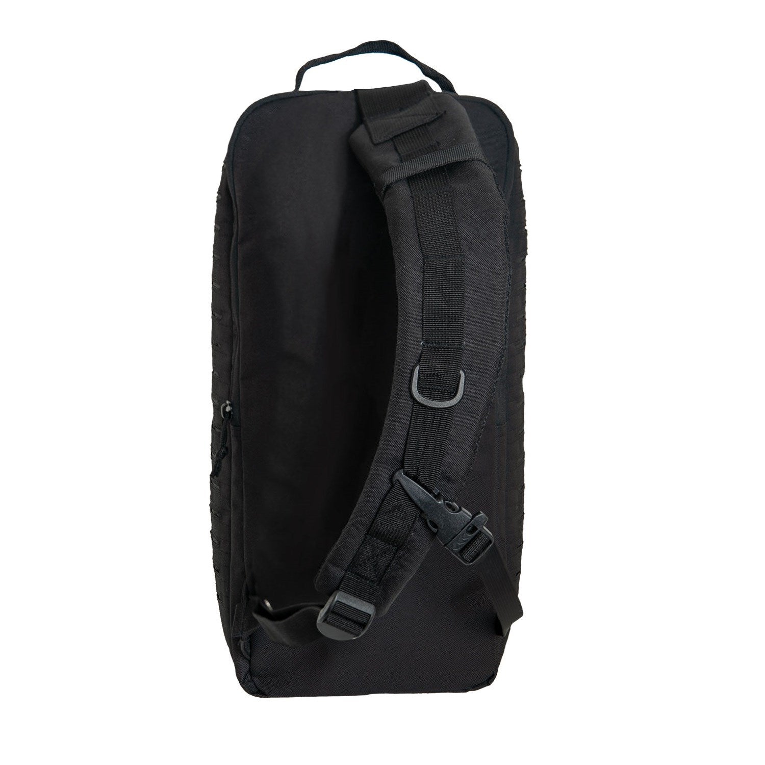 Mochila sling táctica MOLLE negra, 23 litros, poliéster 600D, bolsillo para bolsa de hidratación y dos bolsillos frontales