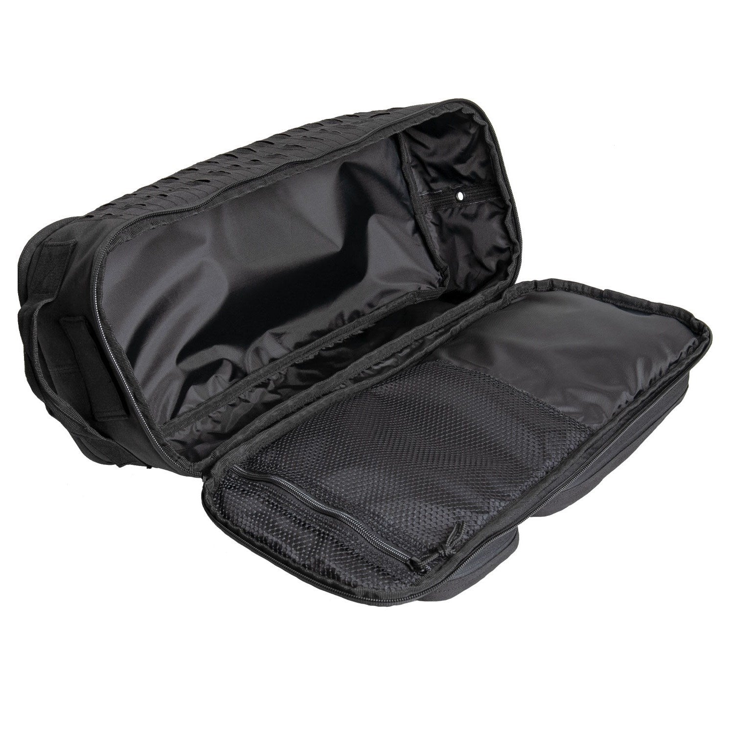 Mochila sling táctica MOLLE negra, 23 litros, poliéster 600D, bolsillo para bolsa de hidratación y dos bolsillos frontales