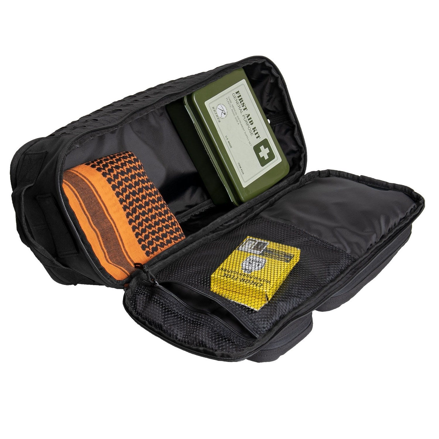 Mochila sling táctica MOLLE negra, 23 litros, poliéster 600D, bolsillo para bolsa de hidratación y dos bolsillos frontales