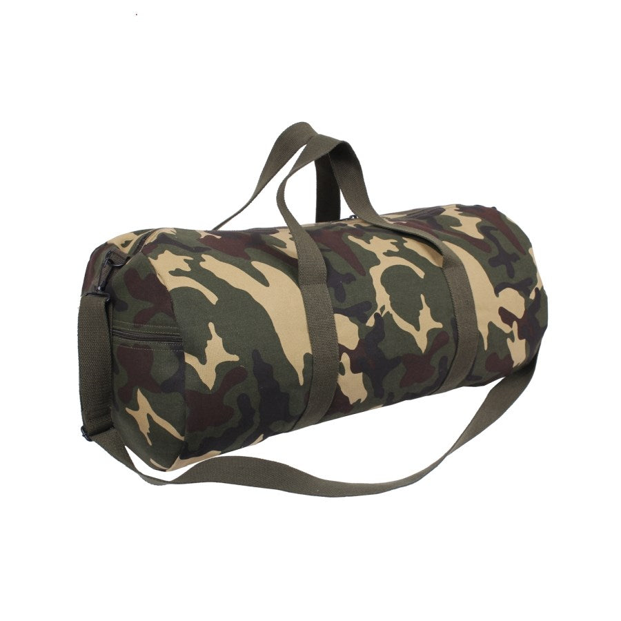 Bolsa bandolera cilíndrica gris 60 x 30 cm de algodón resistente con cierre de cremallera