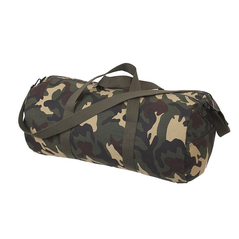 Bolsa bandolera cilíndrica gris 60 x 30 cm de algodón resistente con cierre de cremallera