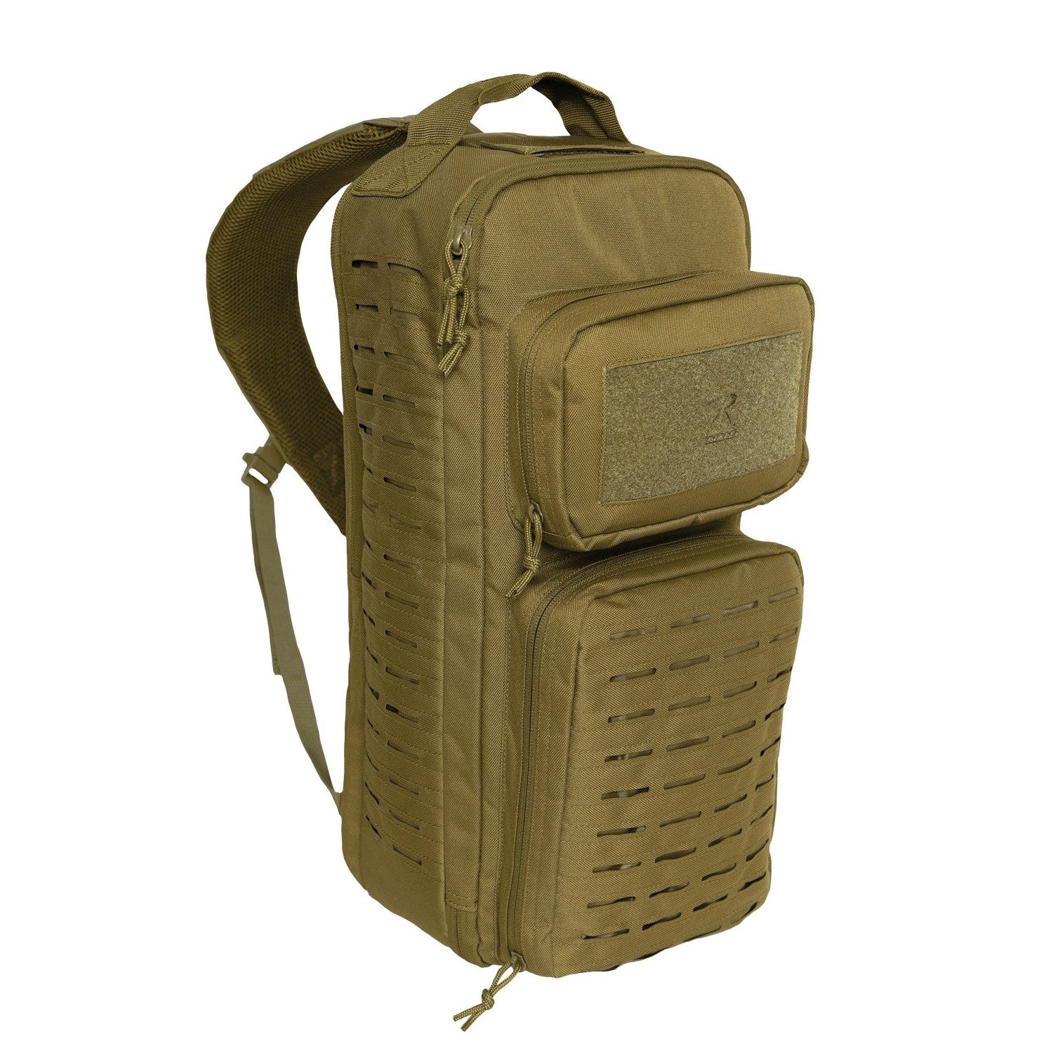 Mochila sling táctica MOLLE negra, 23 litros, poliéster 600D, bolsillo para bolsa de hidratación y dos bolsillos frontales