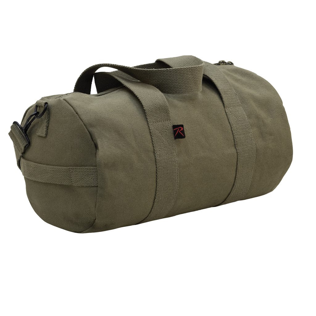 Bolsa de hombro cilíndrica de algodón WOODLAND 48 x 23 cm con cremallera y correa ajustable