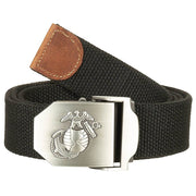 Cinturón 4 cm USMC negro con hebilla plateada, cinturón de algodón