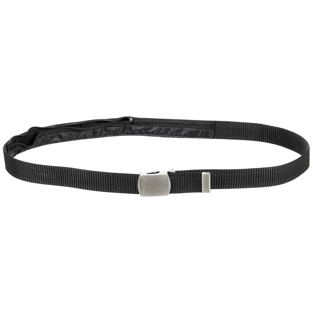 Cinturón negro 32 mm con bolsillo oculto y hebilla metálica