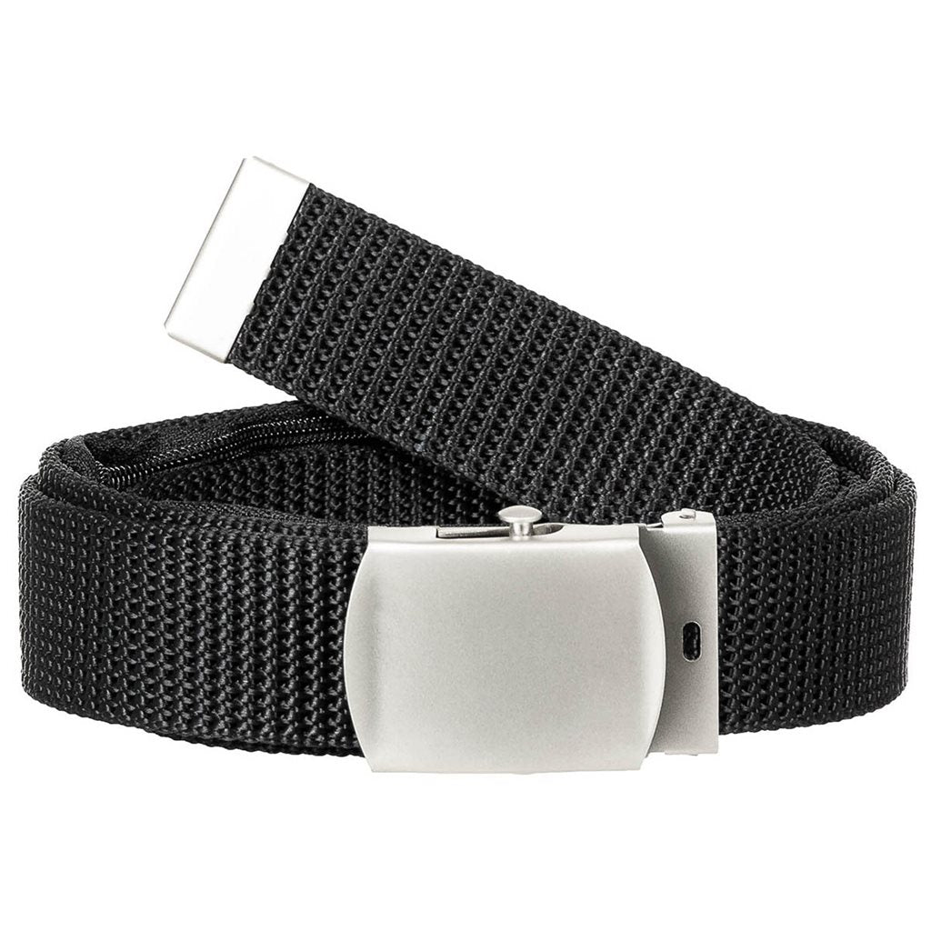 Cinturón negro 32 mm con bolsillo oculto y hebilla metálica