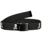 Cinturón negro 30 mm con calaveras y hebilla metálica