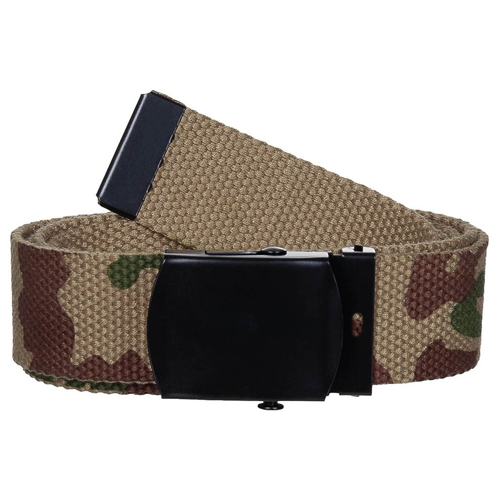 Cinturón 30 mm camuflaje Woodland con hebilla metálica negra