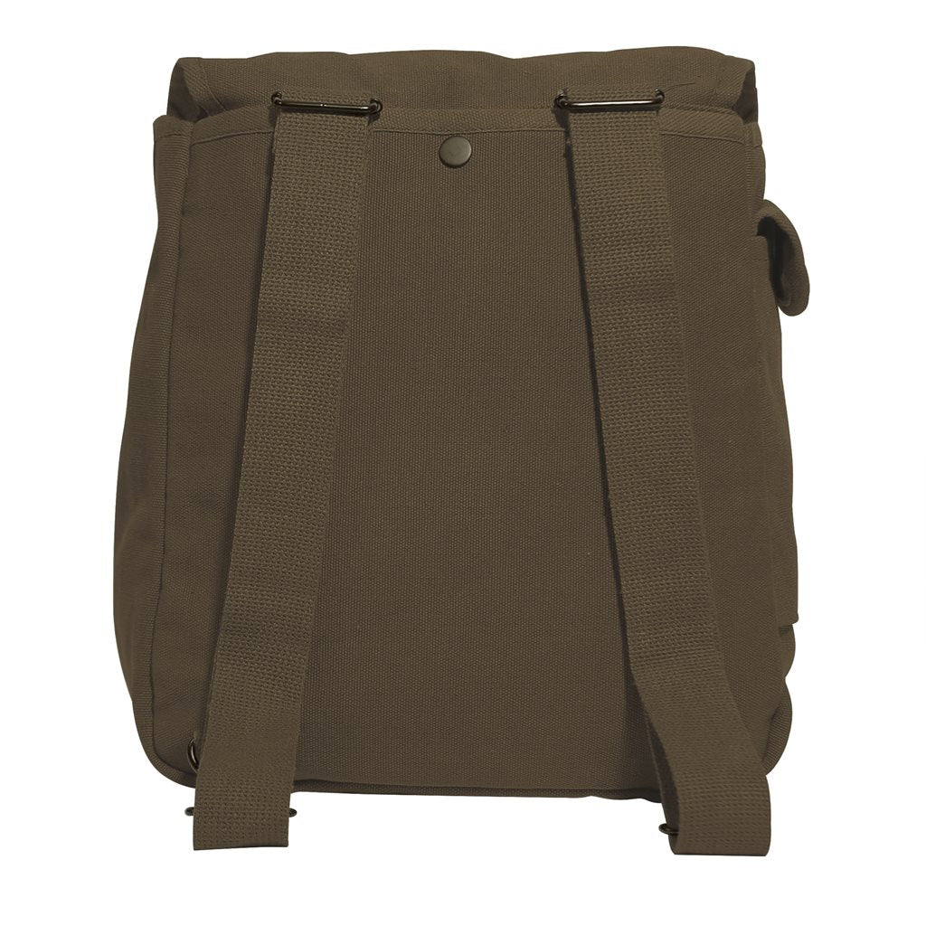 Bolsa/mochila MUSETTE KHAKI en lona de algodón estilo army retro con cierre de hebillas y correas ajustables