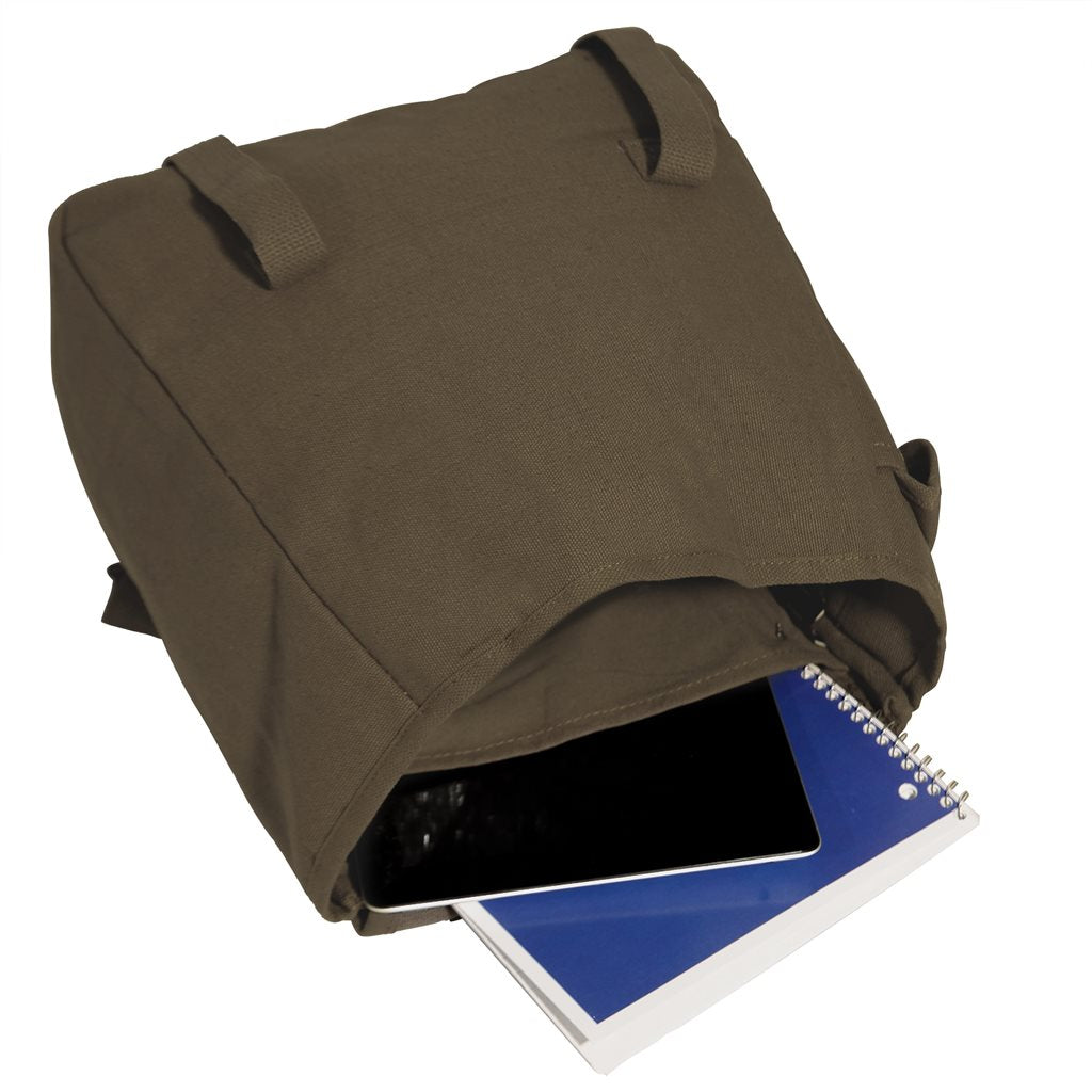 Bolsa/mochila MUSETTE KHAKI en lona de algodón estilo army retro con cierre de hebillas y correas ajustables