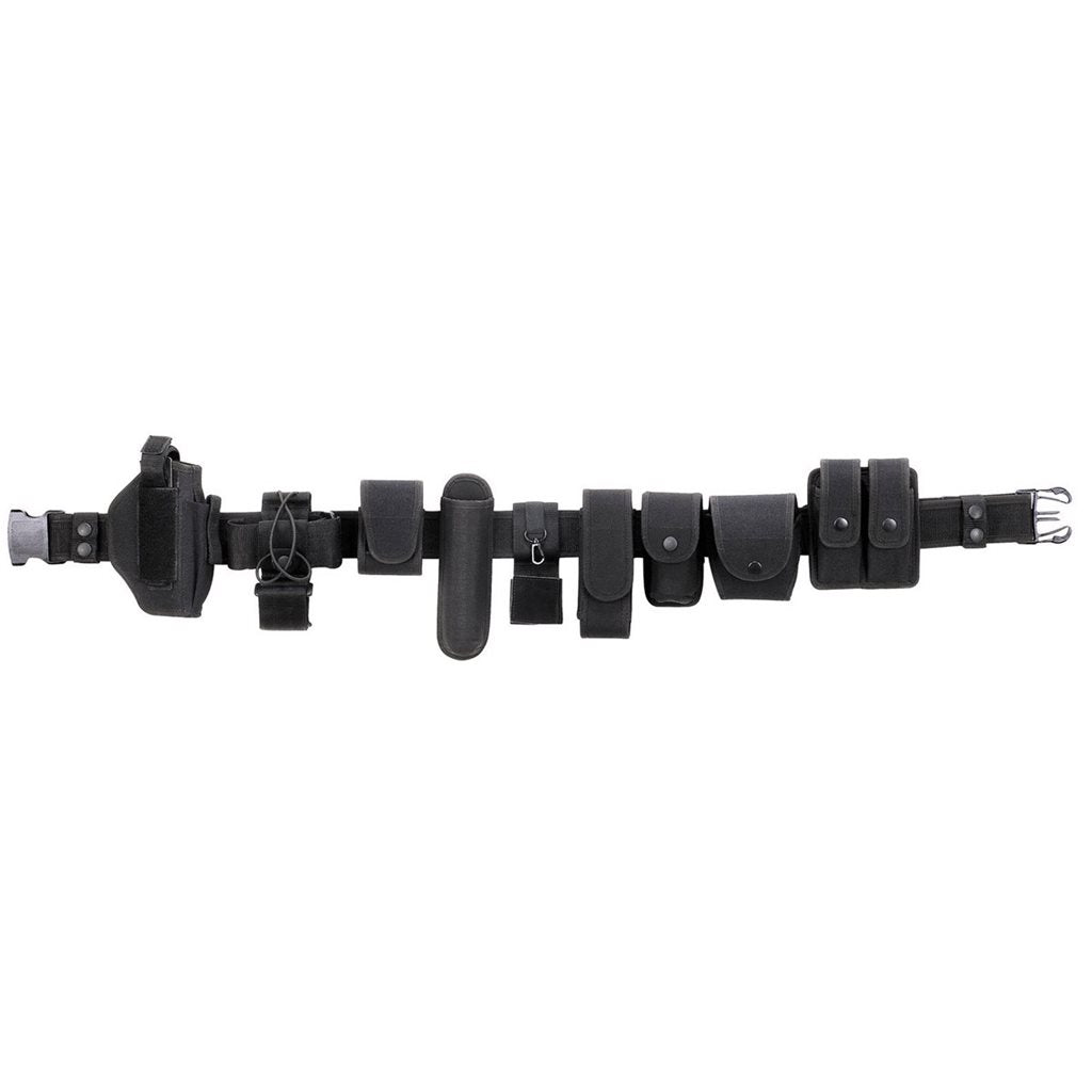 Cinturón SECURITY negro con 12 accesorios y fundas, 100% nylon 1000D