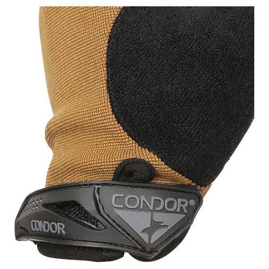 Guantes SHOOTER TAN, color tan, con acolchado en los nudillos y material elástico (spandex)