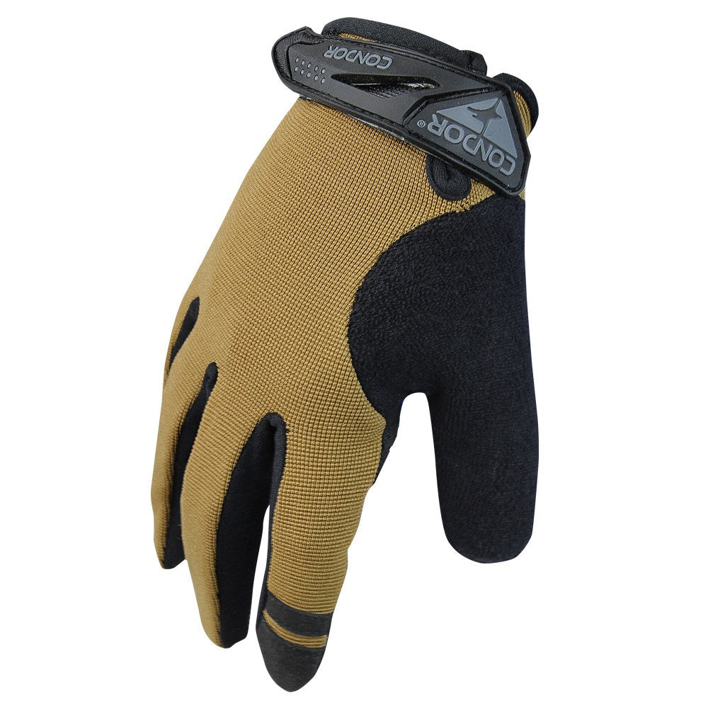 Guantes SHOOTER TAN, color tan, con acolchado en los nudillos y material elástico (spandex)