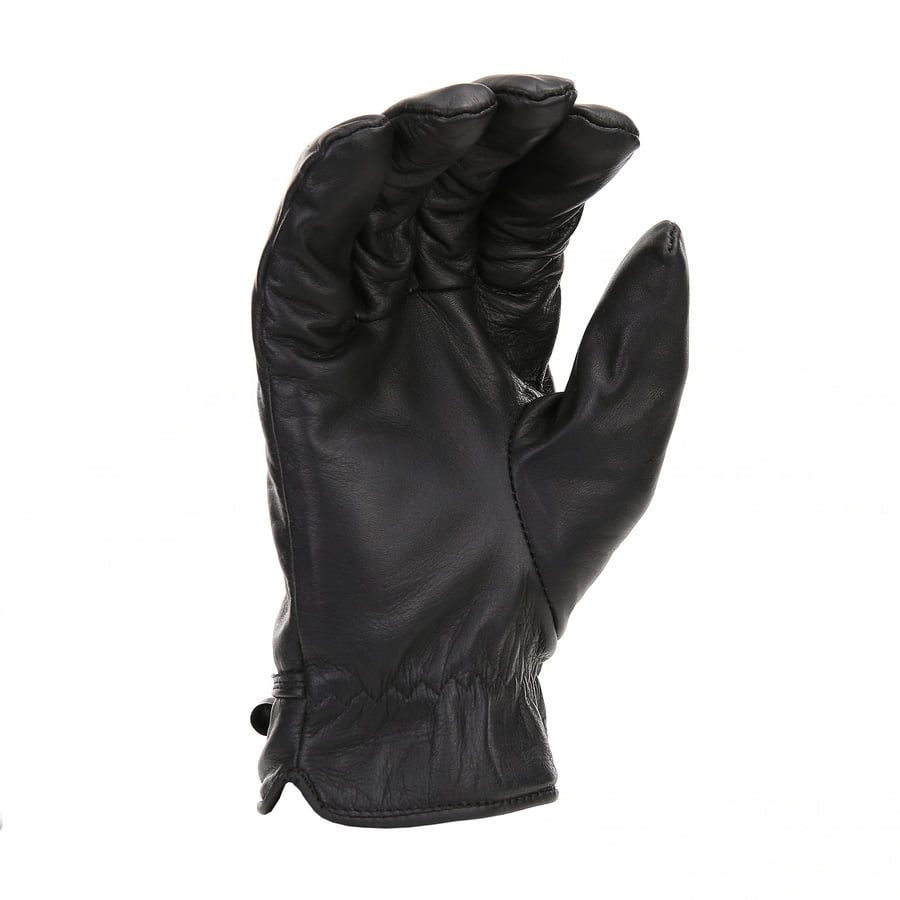 Guantes Rodeo Longhorn de cuero negros, vista frontal con logo en la muñeca