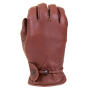 Guantes RODEO LONGHORN de cuero marrón, forrados, con ajuste en muñeca y logo en relieve