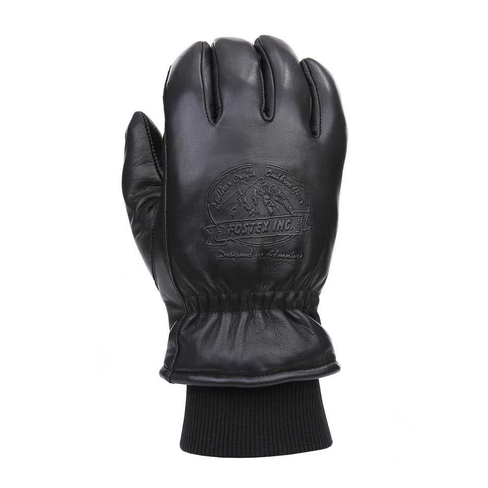Guantes de invierno de piel negros OUTDOOR con forro Thinsulate 3M y exterior de piel de vacuno resistente