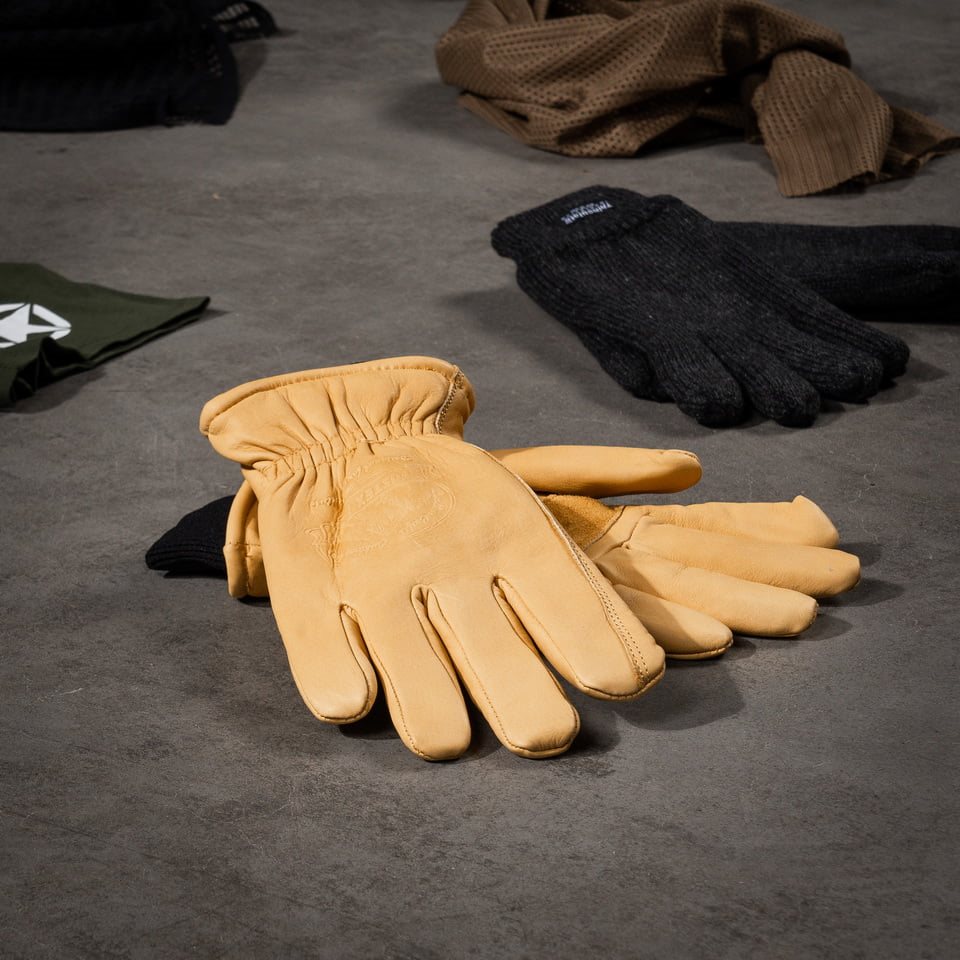 Guantes de invierno OUTDOOR de cuero color arena con forro Thinsulate 3M