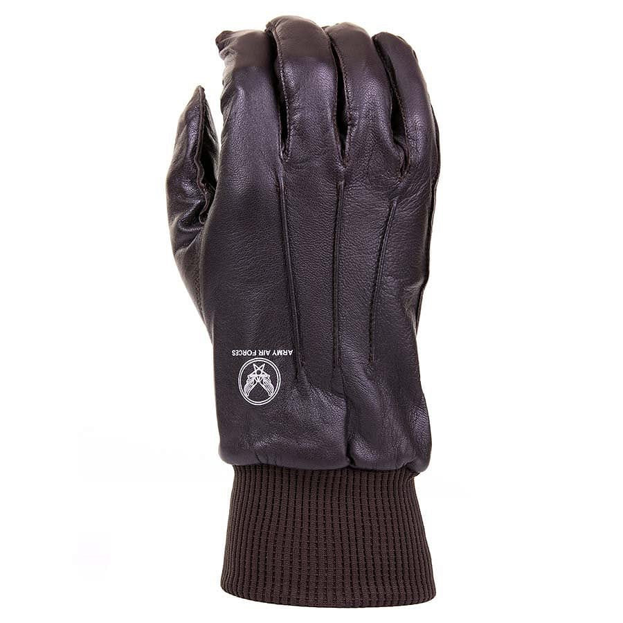 Guantes de cuero estilo piloto Air Force marrón