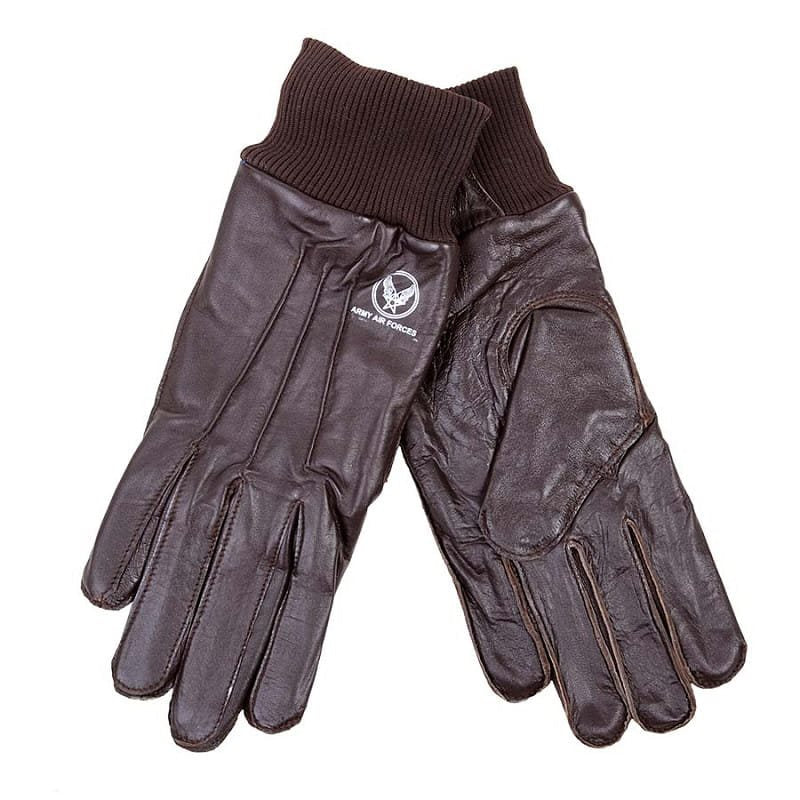 Guantes de cuero estilo piloto Air Force marrón