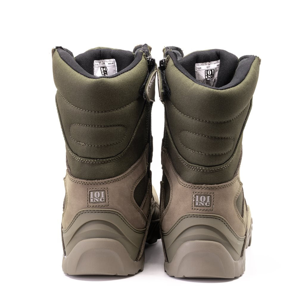 Botas tácticas COMBAT RECON verdes con cremallera YKK, suela antideslizante y forro KBTex