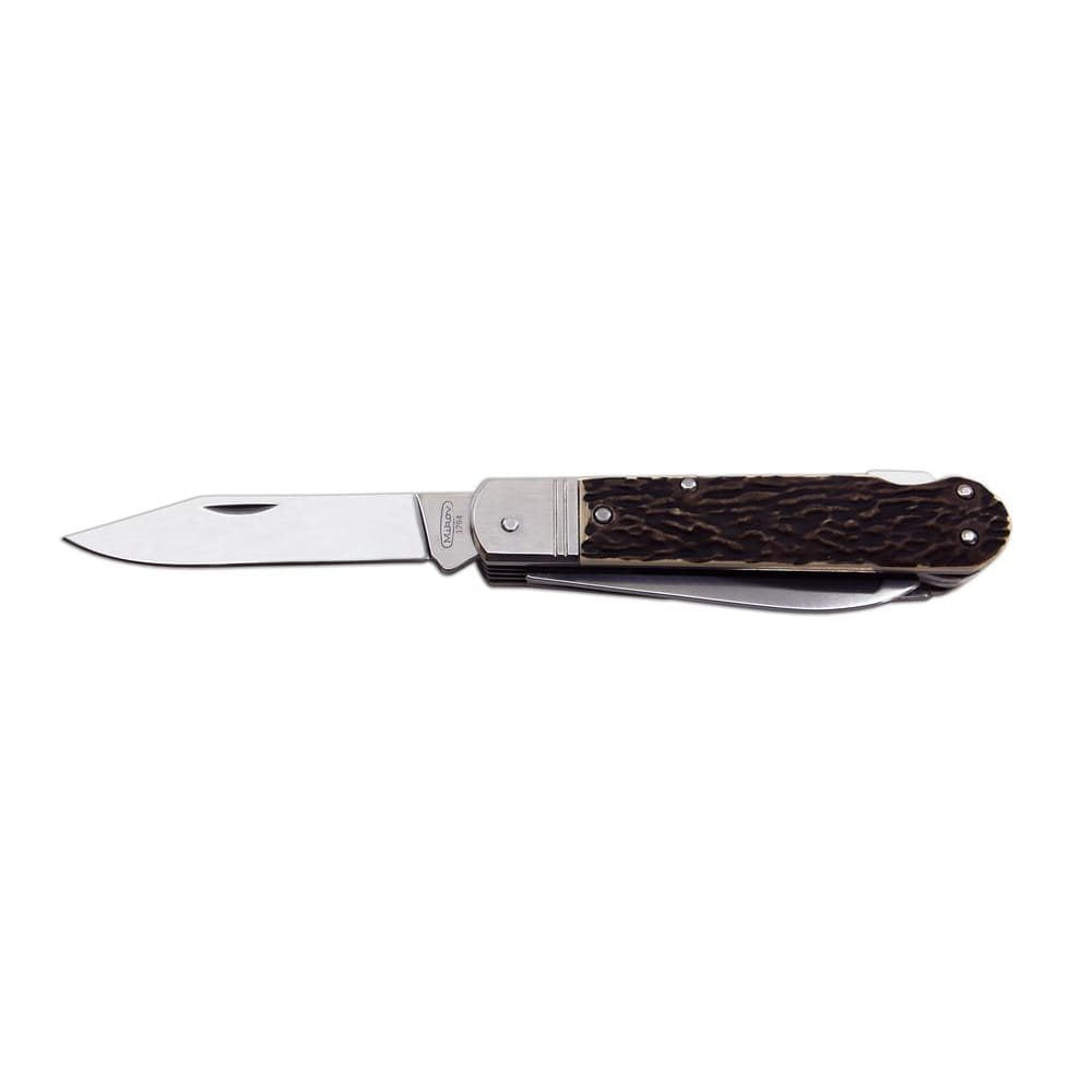 Cuchillo plegable 6 KP con imitación de asta, hoja de acero inoxidable y empuñadura de plástico