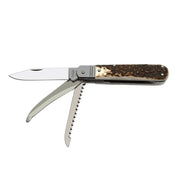 Cuchillo plegable FIXIR con empuñadura de asta de ciervo y funda de cuero