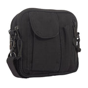 Bandolera EXCURSION negra en lona resistente estilo army con cremalleras y bolsillo exterior para movil