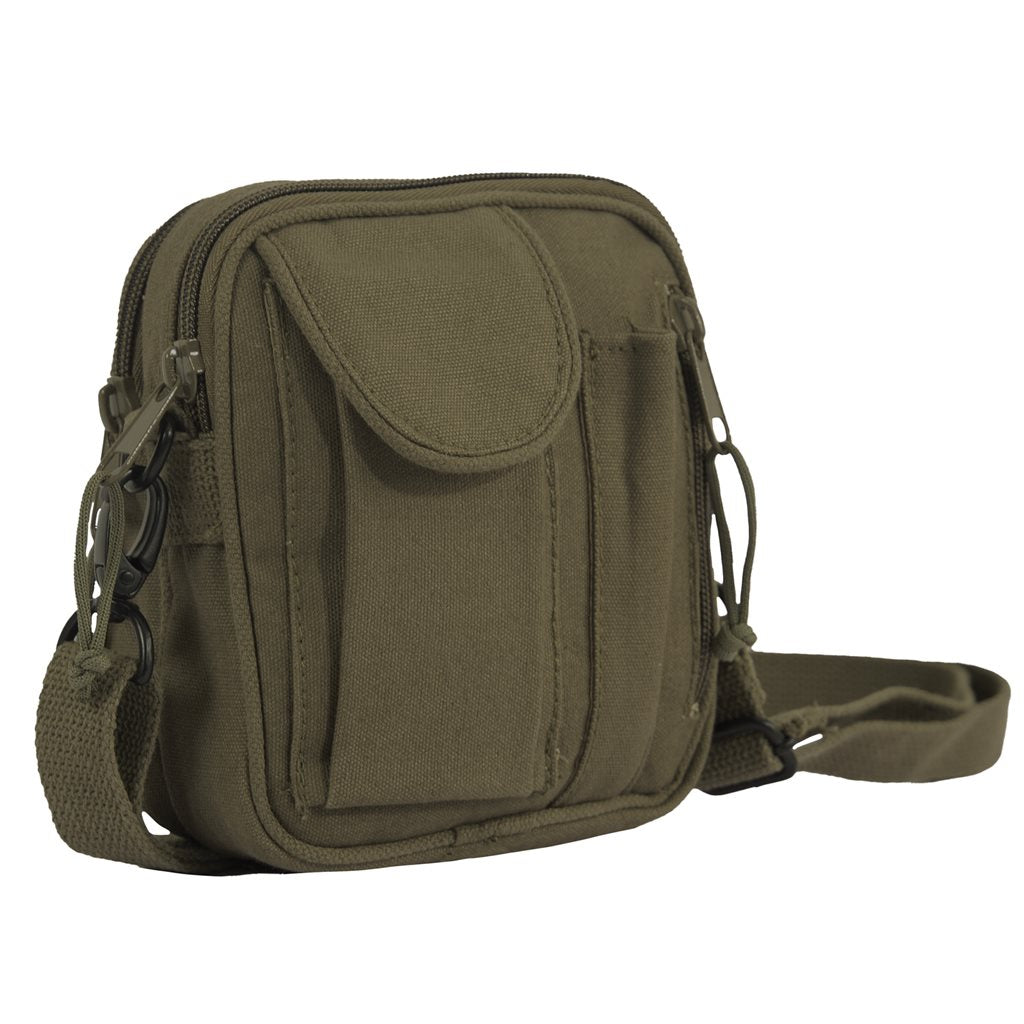 Bolso bandolera EXCURSION negro en lona de algodón, vista frontal